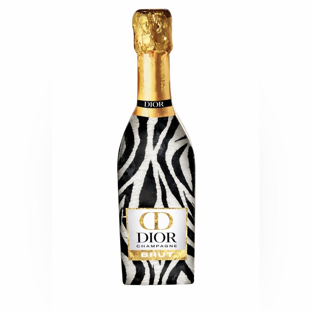 Dior Champagne Home Decor Zebra Print Glam Wall Art Accent NWT